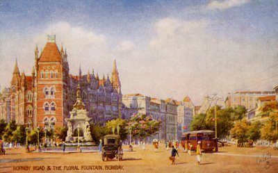 Hornby Road ja kukkasuihkulähde, Mumbai (Bombay) tekijältä Unbekannter Künstler