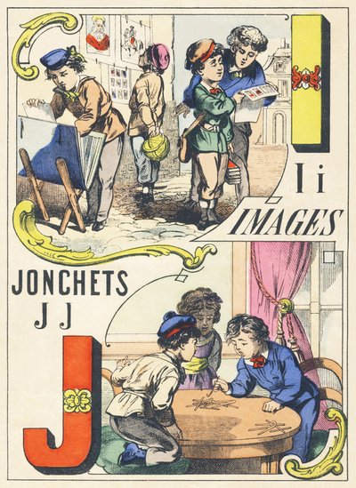 I J: kuvia, jonchetteja - Games Alphabet, n.1890 (kuva) tekijältä Unbekannt