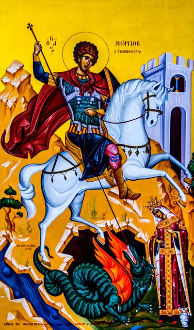 Ícone de São Jorge, Moni Karydi, Creta, Vamos, Creta, Grécia, Europa (foto)finlandês tekijältä Unbekannter Künstler