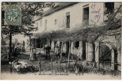 Ile de France, Val de Marne (94), Marolles en Brie (Marolles-en-Brie): Les Glycines - Postikortti vuodelta 1907 tekijältä Unknown
