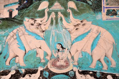 Intia, Rajasthan, Bandi : Chitra Shala Palacen fresko (1700- ja 1800-luku) (kuva) tekijältä Unbekannt