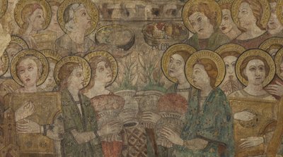 Sisustus. Pohjoinen risteys. Alttari (Altar de las pinturas murales). Alkuperäinen pääkappelista. Seinämaalauksia (freskot?). Yksityiskohta. 1400-luvun loppu. tekijältä Unbekannt