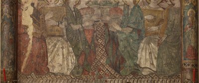 Sisustus. Pohjoinen risteys. Alttari (Altar de las pinturas murales). Alkuperäinen pääkappelista. Seinämaalauksia (freskot?). Yksityiskohta. 1400-luvun loppu. tekijältä Unbekannt