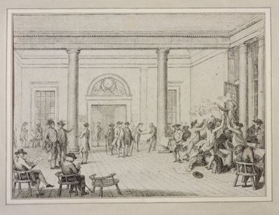 Pörssin sisustus, n. 1790 (etsaus) tekijältä Unbekannt