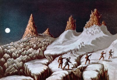 John MacGregorin nousu Mont Blancille, Grands Mulets -reitti, kuva kertomuksesta Mont Blancille noususta, 21. syyskuuta tekijältä William M. Timlin