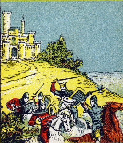 Kuningas Ludvig VI Le Gros taisteli valtakunnan herrojen ryöstöä vastaan. Kaiverrus kirjassa "Histoire de France". Mainoskuvasarja, joka on julkaistu Louit