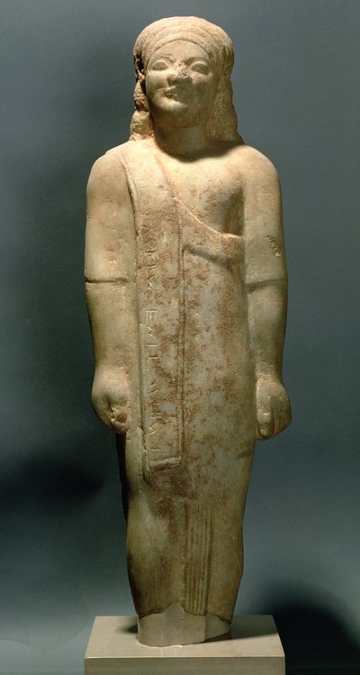 Kouros Dionysermos, Kreikka, Arkaainen aikakausi, noin 600 eKr. (kivi) tekijältä Unbekannt