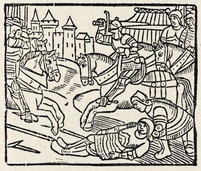 Lancelot turnauksessa (puupiirros) tekijältä Unbekannter Künstler