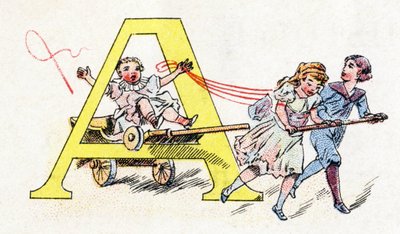 Kirjain A: Hitch Fun. Fosfatine Falieresin aakkoset. Kaiverrus. Brevete aakkoset S.G.D.G. apteekkari Pierre Emile Falieres. Kuvituksia kromolitografiassa, 1800-luvun loppu. 16 sivua. Mitat: 103x154mm tekijältä Unbekannt