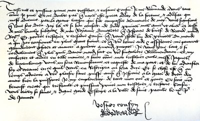 Kuningas Edward IV:n kirje Bretagnen herttua Francis II:lle, jossa pyydetään apua hänen valtakuntansa palauttamisessa, kirjoitettu Saint-Polissa 9. tammikuuta tekijältä Unbekannt