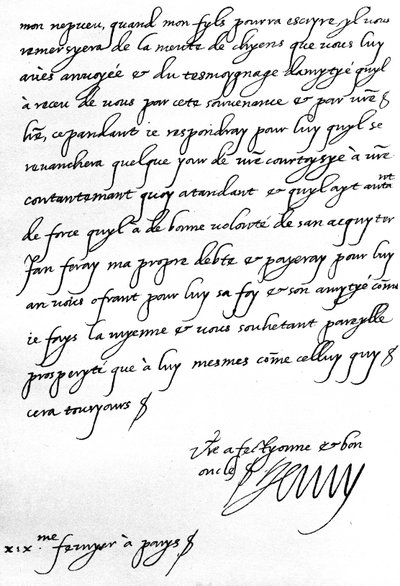 Ranskan kuninkaan Henri IV:n kirje Walesin prinssi Henrikille, jossa hän kiitti häntä Pariisissa kirjoitetusta koiralaumasta hänen pojalleen Dauphinille, joka on liian nuori kirjoittaakseen henkilökohtaisesti. tekijältä Unbekannt