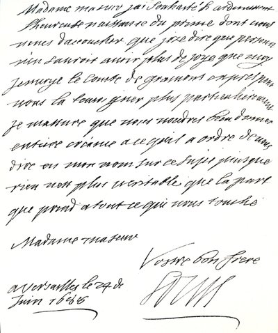 Louis XIV:n kirje Marialle Modenalle, jossa hän onnittelee Walesin prinssin James Edwardin prinssin syntymästä tekijältä Unbekannt