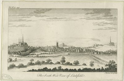 Lichfield - Lounaisnäkymä: kaiverrus, nd [c 1764] tekijältä Unbekannt