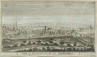 Lichfield - Lounaisnäkymä: kaiverrus, nd [c 1780-85] tekijältä Unbekannt