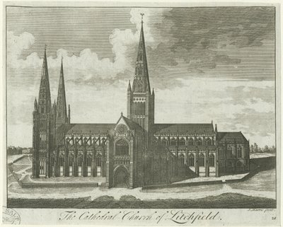 Lichfield Cathedral - South View: kaiverrus ja [?1700-luku] tekijältä Unbekannt