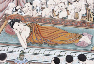 Buddhan elämä 45 vuoden dharman opettamisen jälkeen Buddha siirtyi Parinirvanaan, Souliin, Coree du Sudiin tekijältä Unbekannt