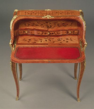 Ludvig XV bureau de dame, kukka-intarsia ja ormolu-kiinnikkeet, Bernard II van Risenburgh (fl.1730-65/6), n.1750 tekijältä Unbekannt