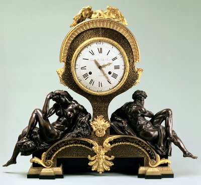 Mantelkello päivä- ja yöhahmoilla, kirjoittanut Jean Andre Lepaute (1720-88), Paris (kullattu ja patinoitu pronssi) tekijältä Unbekannt