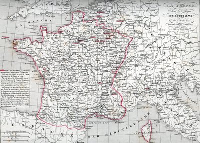Kartta Ranskasta kuningas Ludvig XVI:n valtakaudella vuosina 1774-1793 (Kartta Ranskasta kuningas Ludvig XVI:n valtakaudella) Houzen "Atlas Universel" -julkaisusta tekijältä Unbekannter Künstler