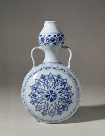 Ming sinivalkoinen pyhiinvaelluspullo, Hsuan Te merkki (1426-35) tekijältä Unbekannt