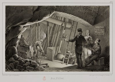 Kaivos, metallimalmit Täyttöasema kaivoksessa, n. 1851 tekijältä Unbekannt