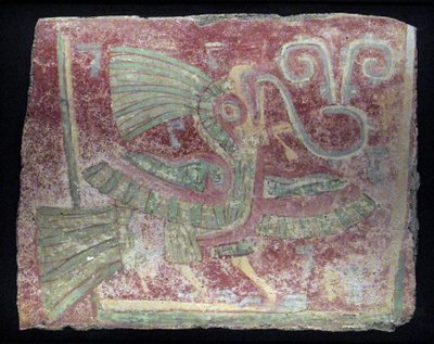 Seinämaalaus katkelmasta quetzalista laulavalla virgulalla, varhaisklassikko, 200–600 jKr. tekijältä Unbekannt