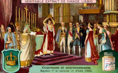 Napoleon I kruunaa itsensä Italian kuninkaaksi. tekijältä Unbekannter Künstler