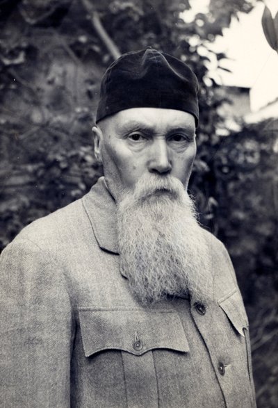 Nicolas Roerich, Naggar, Intia, s.1936-42 (b/w valokuva) tekijältä Unbekannt