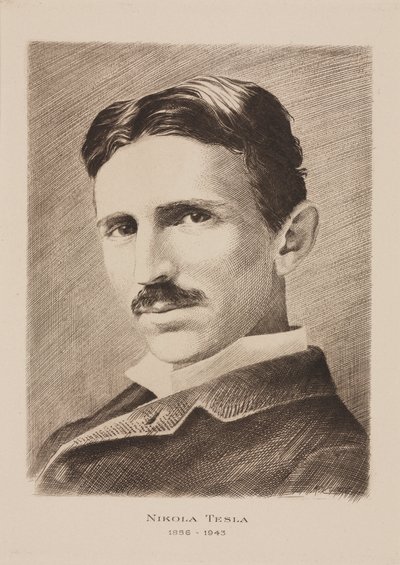 Nikola Tesla, kroatialainen serbiinsinööri, fyysikko ja keksijä, n. 1885 tekijältä Unbekannt