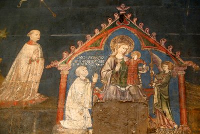 Notre Dame de Clermontin katedraali, Clermont-Ferrand, Ranska, Pyhän Yrjön kappeli (1200-luvun loppu), freskoyksityiskohta   (kuva) tekijältä Unbekannt