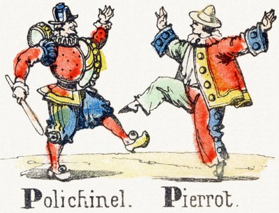 P - Polichinelle Pierrot - Child Entertainment Alphabet n.1890 (litografia) tekijältä Unbekannt