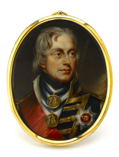 Maalattu pienoiskuva, joka esittää vara-amiraali Horatio Nelsonia (1758-1805). Asennettu kupari- ja emaliriipukseen, 1800-luvun alku, Henry Pierce Bone (1779-1855) muotokuva. tekijältä Unbekannter Künstler