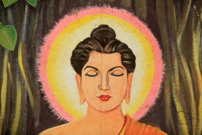 Shakyamuni Buddhan elämäntarinaa kuvaava maalaus. Wat Naxai. Vientiane. Laos. / Naxai. Vientiane. Laos, 20151106, Vientiane, Laos tekijältä Unbekannt