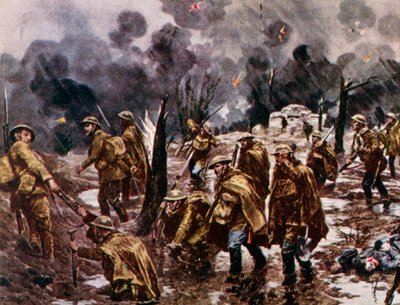 Passchendaele - sotilaat mudassa Ypresin lähellä Belgiassa ensimmäisen maailmansodan aikana. tekijältä Unbekannter Künstler