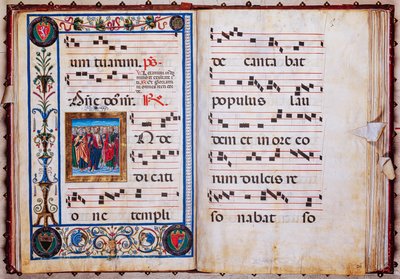 Piccolomini-kirjasto: kuorokirja, turska. 26.R, ff. 29v-30r kappaleella "Christ and all Saints", kirjoittanut Giovanni di Taldo. tekijältä Unbekannter Künstler