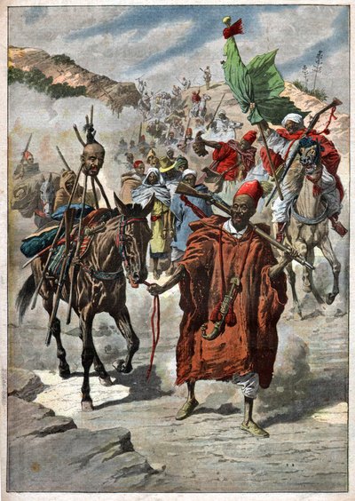 Ryöstely Marokossa. Taistelu Marokossa. tekijältä Nicolas Liez