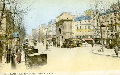 Porte Saint-Martin , Pariisi, noin 1900. tekijältä Unbekannter Künstler