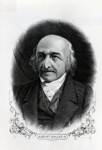 Albert Gallatinin (1761-1849) muotokuva (kaiverrus) tekijältä Unbekannt