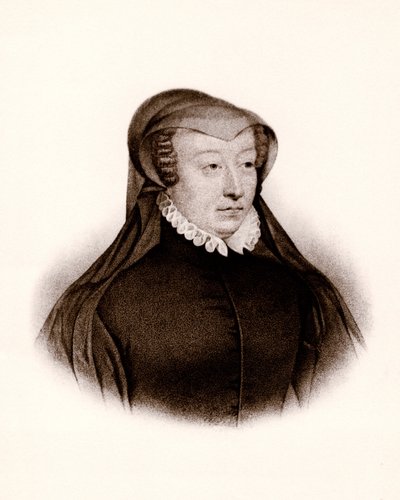 Caterina de Medicin (Caterina de Medici) muotokuva (1519-1589). Ranskan kuningatar, kaiverrus 1800-luvulta. tekijältä Unbekannter Künstler