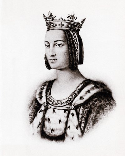 Muotokuva Charlotte de Savoiesta (1445-1483) Ranskan kuningattaresta, kaiverrus, sd. tekijältä Unbekannter Künstler