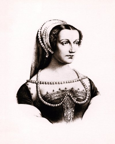 Claude de Francen (1490-1524) muotokuva Ranskan kuningattaresta, kaiverrus, sd. tekijältä Unbekannter Künstler