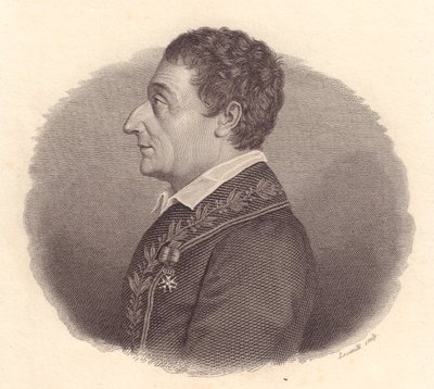 Italian matemaatikon ja tähtitieteilijän Joseph-Louis Lagrangen tai Giuseppe Lodovico Lagrangian (1736-1813) muotokuva, Locatellin kuparikaiverrus mitalista tekijältä William M. Timlin