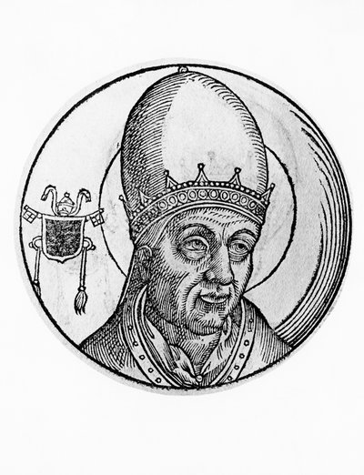 Johannes III:n (kuoli 574), katolisen kirkon 61. paavin muotokuva vuodesta 561, kaiverrus tekijältä William M. Timlin