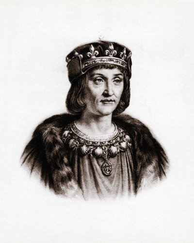 Ranskan kuninkaan Ludvig XII:n (1462-1515) muotokuva. Kaiverrus tekijältä Unbekannter Künstler