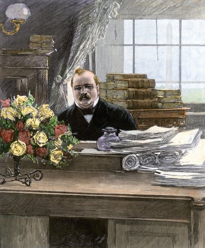 Muotokuva Stephen Grover Clevelandista (1837-1908), Yhdysvaltain presidentistä. tekijältä Unbekannter Künstler