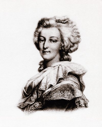 Muotokuva Ranskan kuningattaresta Marie Antoinette Itävallan kuningattaresta (1755-1793) 1800-luvun kaiverrus. tekijältä Unbekannter Künstler