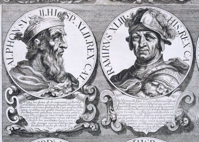 Alfonso II:n ja Ramiro I:n muotokuvia (litho) tekijältä Unbekannt