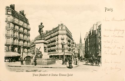 Postal/Place Maubert/Statue Etienne Dolet/París/Seine/Ile de France/Francefinnish tekijältä William M. Timlin