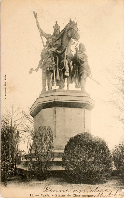 Postikortti/Kaarle Suuren patsas/Pariisi/Seine/Ile de France/Ranska tekijältä William M. Timlin