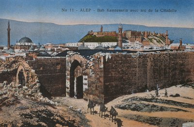 Postikortti Bab Quinnasrinista ja Aleppon linnoituksesta, n. 1920 (värivalokuva) tekijältä Unbekannt